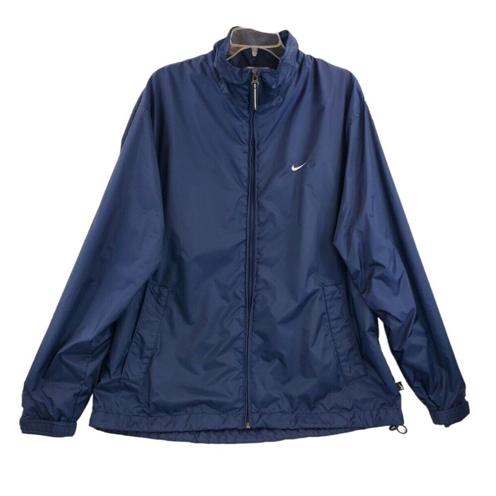 Nike Track Jacket Mens Size XL Navy Blue Lined Full Zip Pockets Lightweight Logo